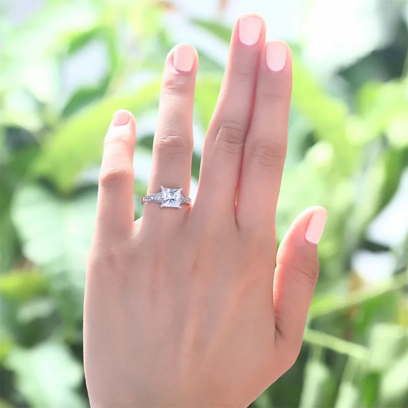 1.5 Ct Princes Cut Solid 925 Sterling Silver Wedding Promise Engagement Ring XFR8006
