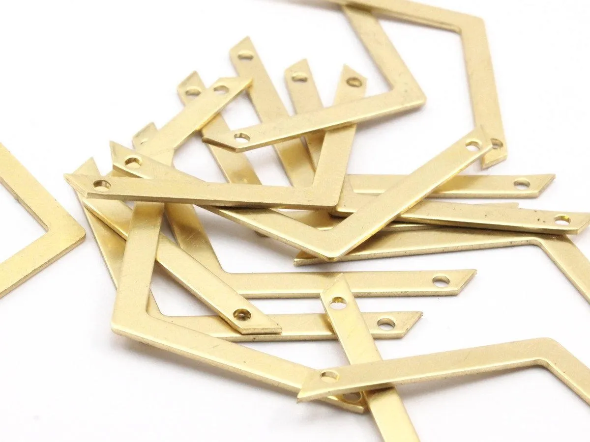 20 Raw Brass Chevrons , 2 Holes (40x3x0.80mm) D0385--n0629