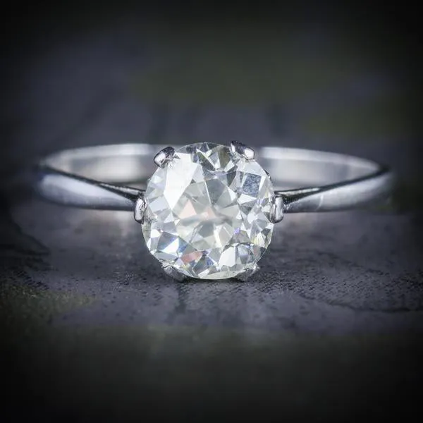 Antique Edwardian 1.45Ct Diamond Solitaire Engagement Ring Circa 1910