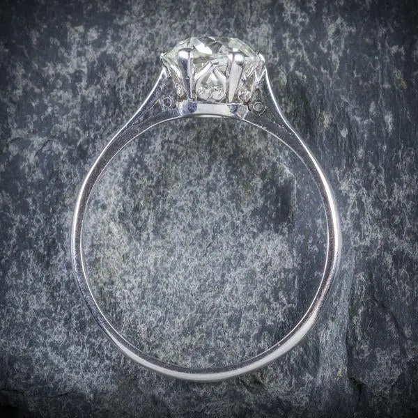 Antique Edwardian 1.45Ct Diamond Solitaire Engagement Ring Circa 1910