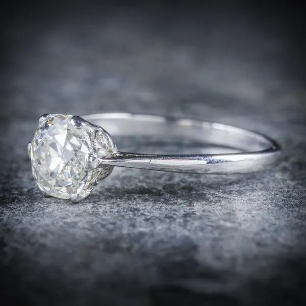 Antique Edwardian 1.45Ct Diamond Solitaire Engagement Ring Circa 1910