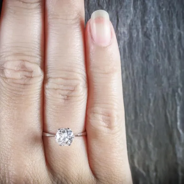 Antique Edwardian 1.45Ct Diamond Solitaire Engagement Ring Circa 1910