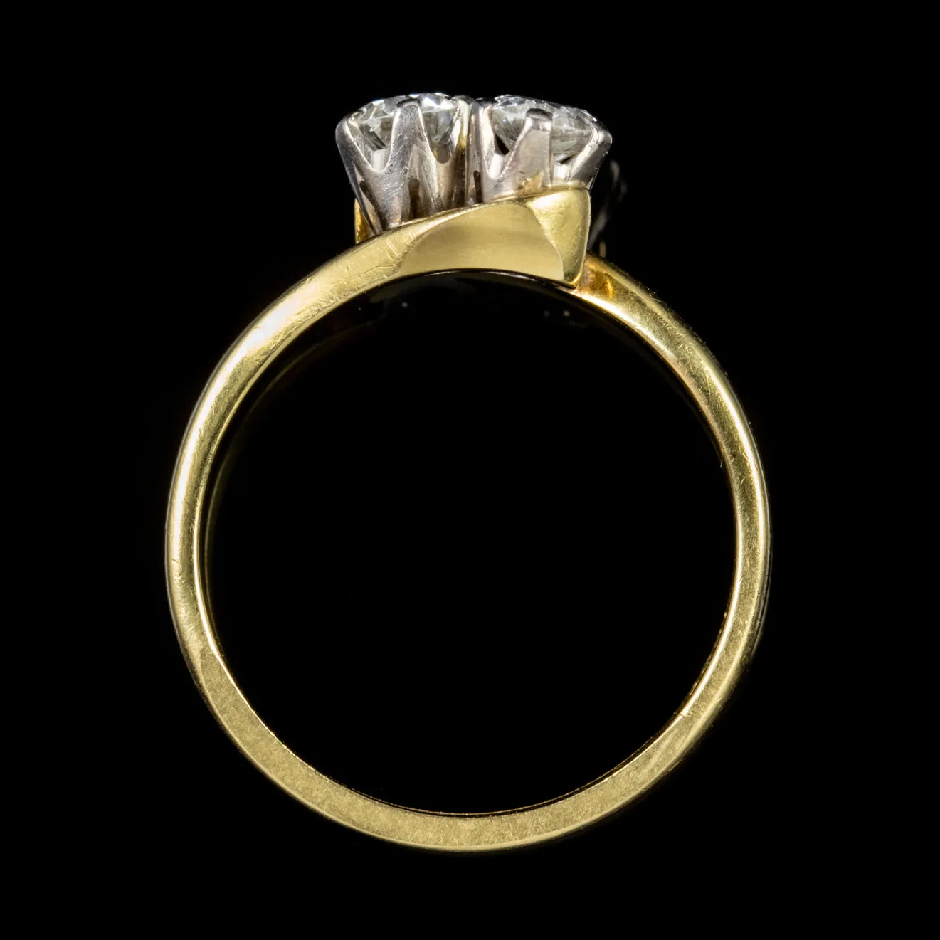 Antique Edwardian Double Diamond Twist Engagement Ring 18Ct Gold Circa 1910