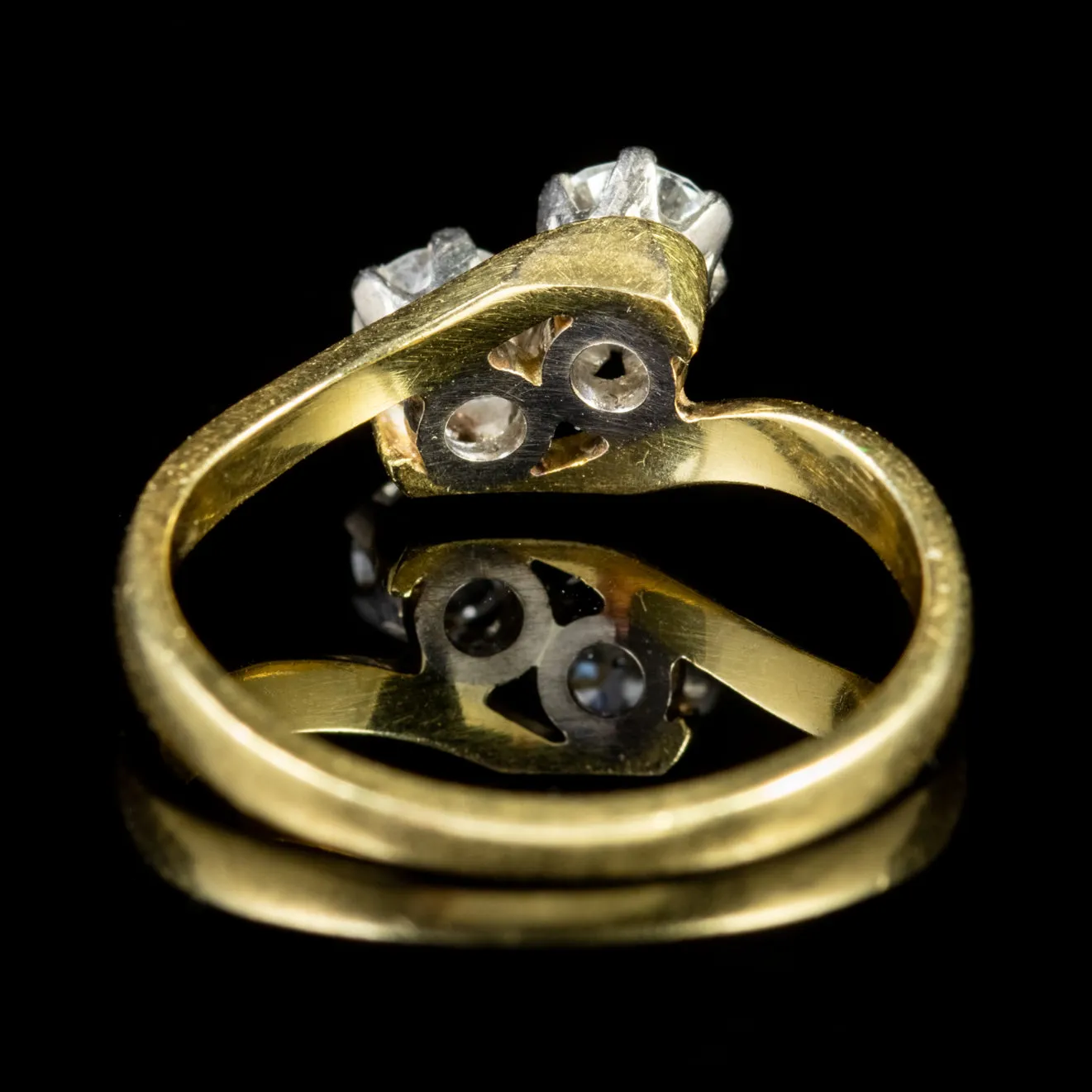 Antique Edwardian Double Diamond Twist Engagement Ring 18Ct Gold Circa 1910