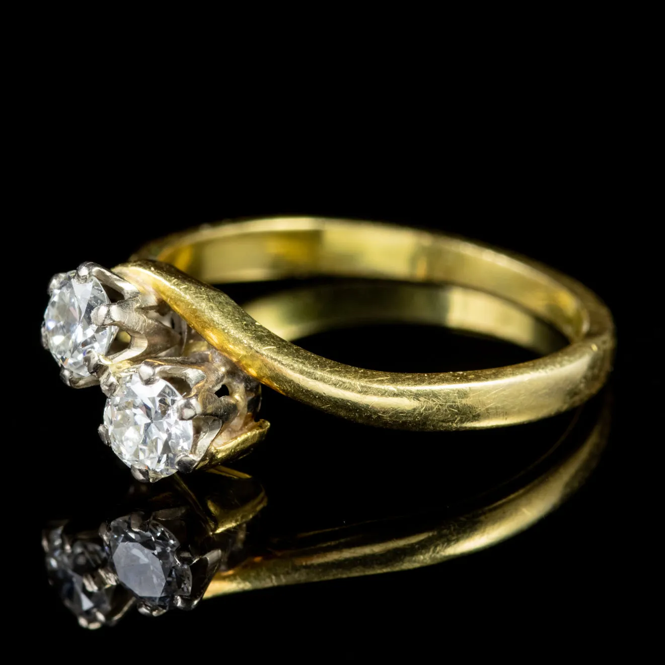 Antique Edwardian Double Diamond Twist Engagement Ring 18Ct Gold Circa 1910