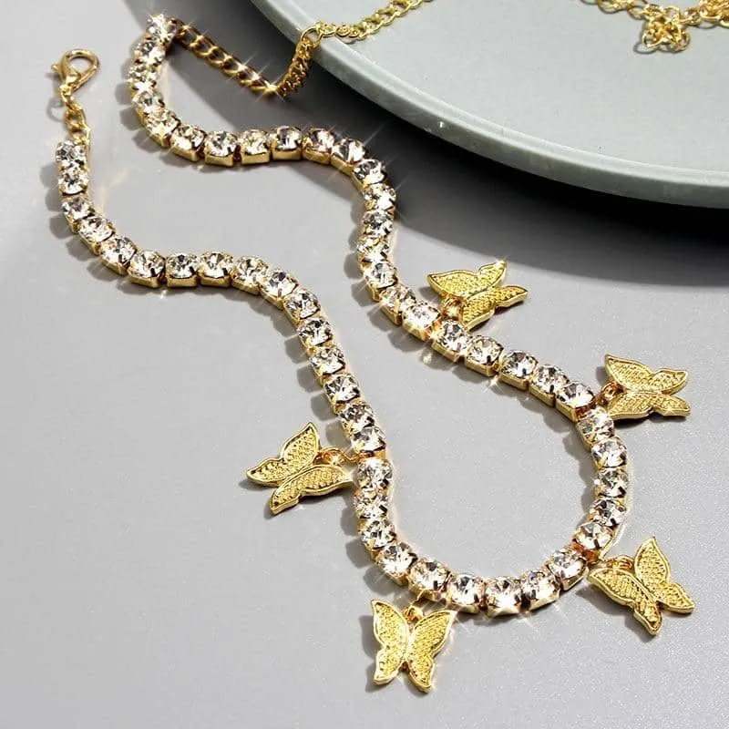 Butterflies and Crystals Necklace