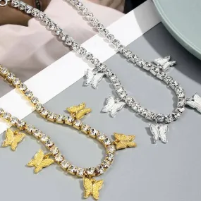 Butterflies and Crystals Necklace