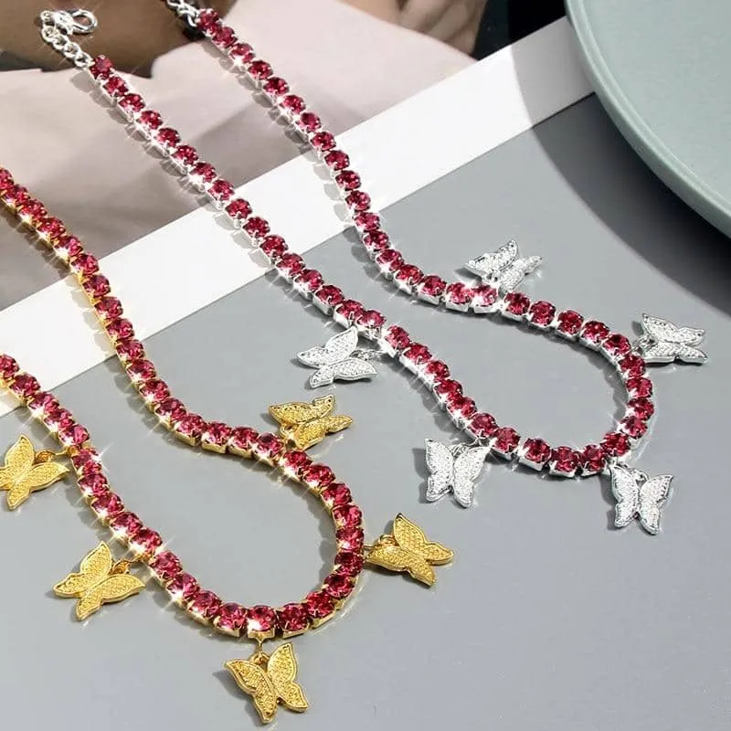 Butterflies and Crystals Necklace