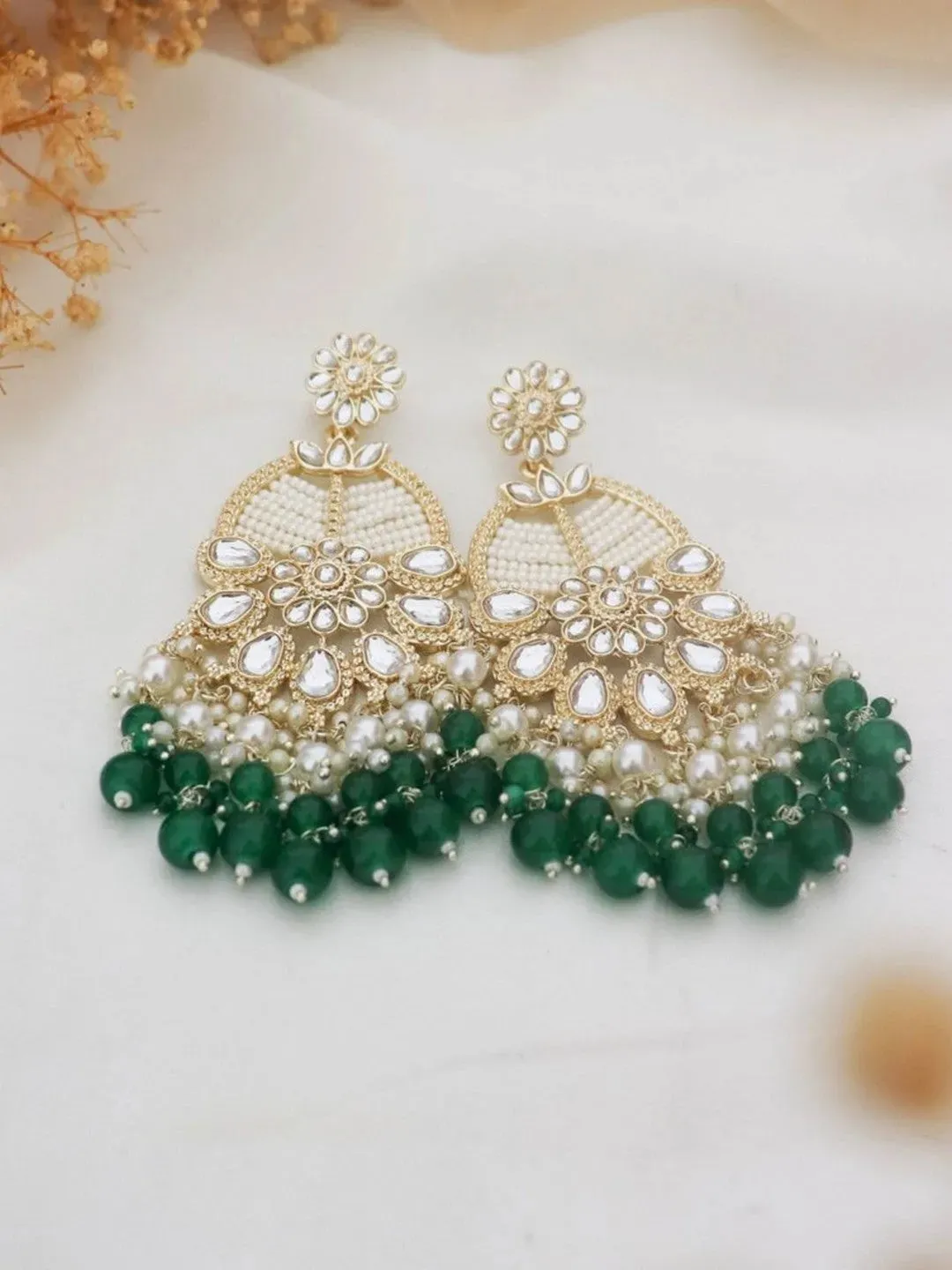 Ivory White Statement Kundan Earrings