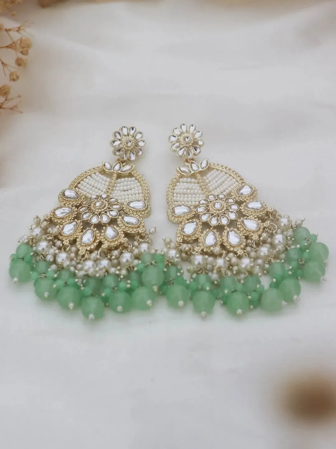 Ivory White Statement Kundan Earrings