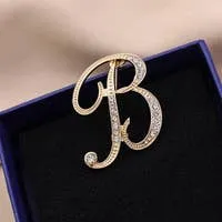 Letter Brooch Rhinestones Crystal Brooch