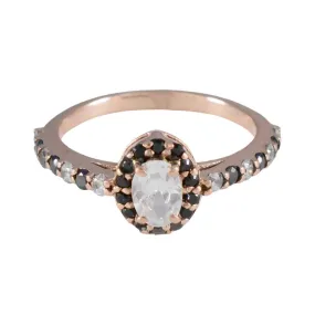 Riyo Beautiful Silver Ring With Rose Gold Plating Blue Sapphire Stone Oval Shape Prong Setting Fashion Jewelry Wedding Ring