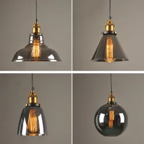 Smoky Glass Vintage Industrial Pendant Lights perfect for Lofts, and Retro Café Bar Dining