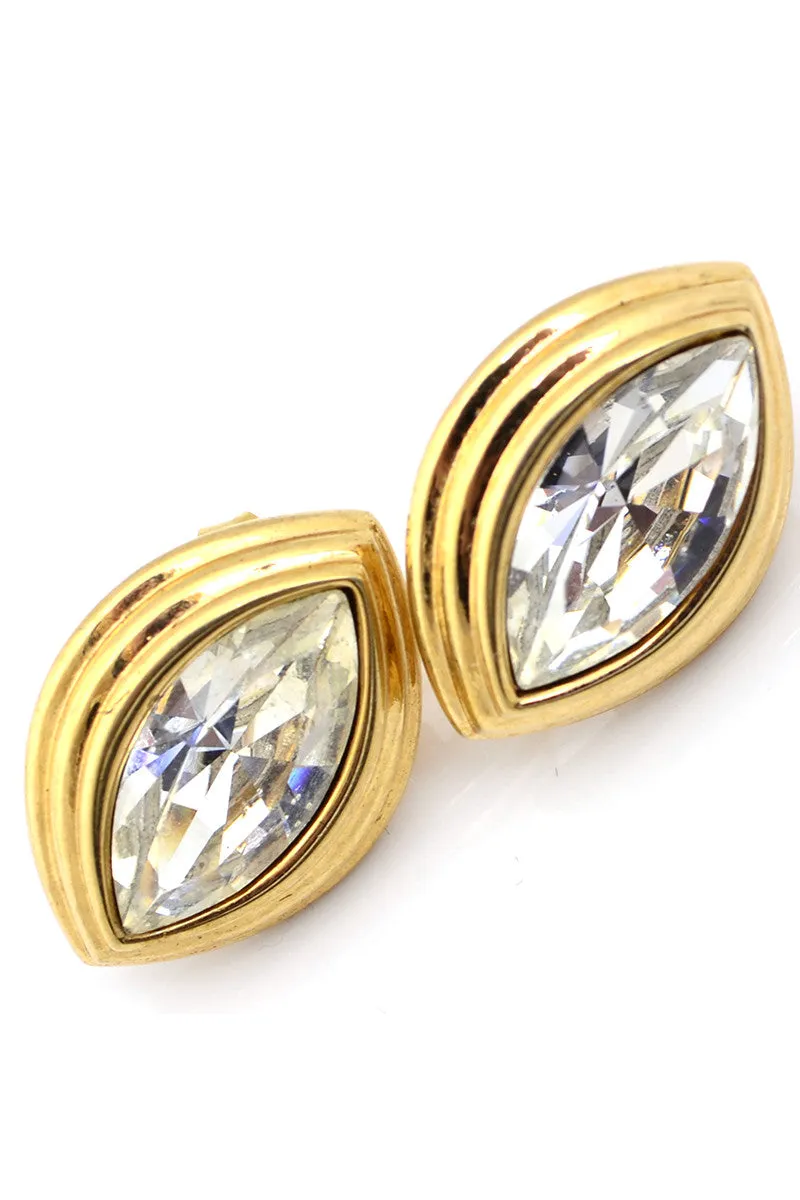 Vintage Monet Crystal Gold Pierced Earrings