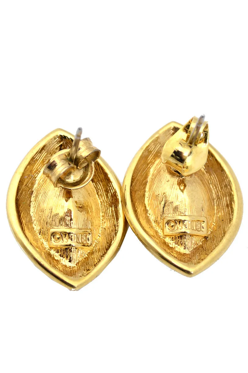 Vintage Monet Crystal Gold Pierced Earrings