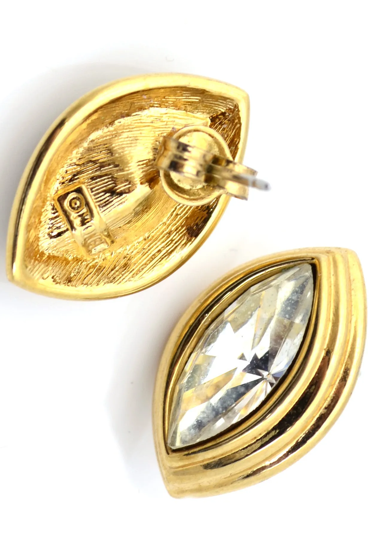 Vintage Monet Crystal Gold Pierced Earrings
